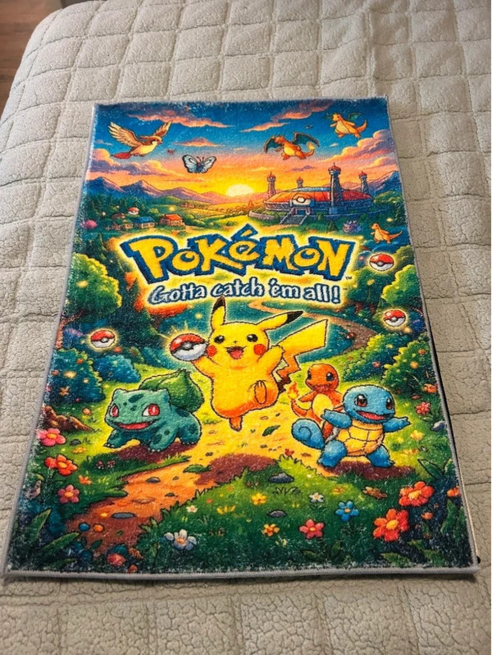 Pokemon Gotta Catch em All tufted rug 22”x32”